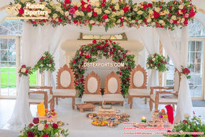 Chaises de mariée et marié pour cérémonie de mariage, chaises Vidhi nouveau Design en bois pour mariage - Product Image 5