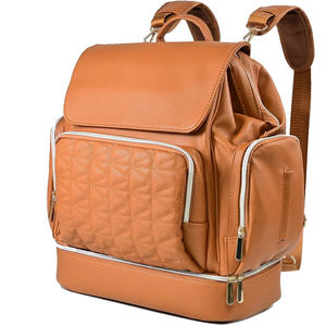 Genuine Leather Multi-Functional Diaper <b>Backpack</b> Large Capacity Baby Diaper <b>Bag</b> with <b>Changing</b> Pad for Mommy - Product Image 1