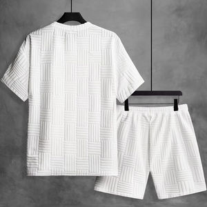 ชุดเสื้อเชิ้ตและกางเกงขาสั้นสำหรับผู้ชาย, ชุดลำลองและเสื้อเชิ้ตผ้าฝ้ายลำลองและกางเกงขาสั้นสำหรับใส่ในฤดูร้อน - Product Image 3