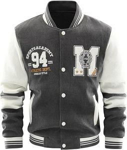 Chaqueta Bomber Varsity de Invierno para Hombre, con Cuello Alto, Logotipo Personalizado, Bordado Chenille, Estampado de Cuero, Estilo Urbano, Fabricante OEM - Product Image 3