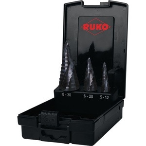 ULTIMATECUT 3-Piece Plastic <b>Case</b> HSS Spiral Fluted <b>Drill</b> <b>Bit</b> Set 5-12/6-20/8-30mm RUKO - Product Image 1