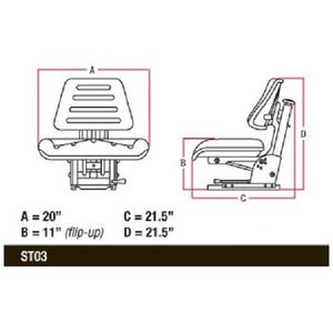Siège de tracteur relevable avec suspension - Product Image 6