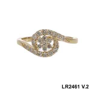 Bague en or rose plaqué rhodium avec diamant naturel taille brillant, motif floral en spirale, centre en grappe et design élégant avec halo incurvé - Product Image 2