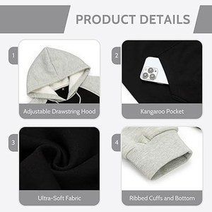 Sweat-shirts à capuche pour hommes de couleur unie, logo personnalisé, 100% coton, écologiques, respirants, décontractés - Product Image 6