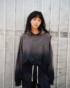 Sudadera de invierno Unisex para hombre, 100% de algodón de alta calidad, de gran tamaño, con hombros descubiertos, lavado ácido, Sudadera con capucha con patrón de salpicaduras - Product Image 6