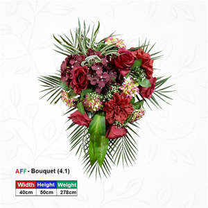 Artificial Flower Burgundy Velvet & Tropical Palm Spear <b>Wall</b> Arrangement - Product Image 1