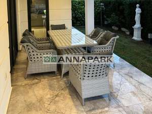 Annapark ชุดโต๊ะและเก้าอี้หวายหวายสำหรับสวน, ชุดโต๊ะและเก้าอี้วิลล่าคาเฟ่ร้านอาหารทำจากตุรกี