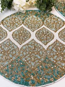 <b>Beaded</b> <b>Placemat</b> Handmade Charger Luxury Dining Holiday Decor Unique Piece Housewarming MS Handicraft Non-Slip - Product Image 6