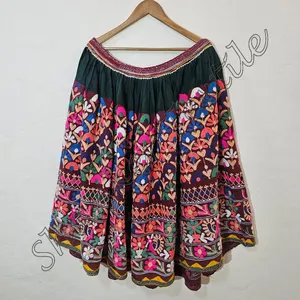 旧货老印度旧货班加拉手工刺绣吉普赛正宗印度班加拉裙旧货织物ghagghra拉绳裙