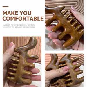 Peine de Madera Personalizado para Masaje Capilar, Peine de Dientes Anchos para Cuero Cabelludo, para Hombres y Mujeres, Antiestático, para Salón, Hogar o Viajes - Product Image 4