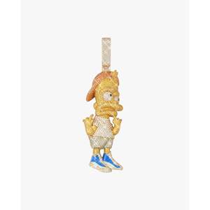 Colgante y Amuleto Personalizado de BART SIMPSON con Logotipo en Oro de 14K y Moissanita - Product Image 3