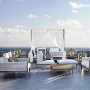 Conjunto de Sofás de Ratán de Estilo Asiático para Exteriores ROSF-011 AD-RPS3, de Teca y Cuerda, Lavable, para Villa, Hotel, Casa, Apartamento, Muebles de Sala de Estar - Product Image 1