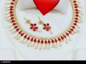 Fabricante indio AD CZ conjunto de collar de luz pendientes moda india chapado en oro colección de joyería de boda para niñas mujeres - Product Image 3