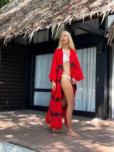 Vestido Kimono Largo de Satén 100% Algodón con Cuello en V para Niñas y Mujeres, Mangas Largas, Antiarrugas, Ecológico y Transpirable - Product Image 6
