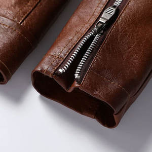 2024 Men's High Quality Genuine Leather <b>Jacket</b> Woolen <b>Thin</b> Stand Collar <b>Waterproof</b> Breathable Cow Skin Winter Wear OEM Service - Product Image 5