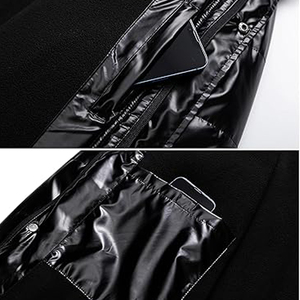 Chaqueta acolchada brillante para hombre, chaqueta acolchada de lana, calle principal de invierno con cuello con capucha, cremallera, resistente al agua - Product Image 6