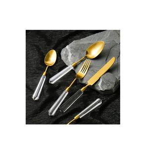 Ensemble de couverts pour la cuisine, les dîners et les fêtes, pour mariage, restaurant, ensemble de couverts en argent, manche en bois et en résine, produit artisanal de la meilleure qualité - Product Image 5
