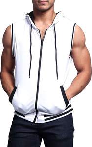 Débardeur de fitness tricoté sans manches pour homme avec capuche en maille respirante Logo personnalisable Débardeur décontracté respirant - Product Image 6