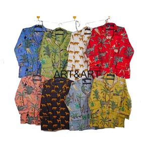 ผู้ผลิตและขายส่งอินเดียอินเดียบล็อกพิมพ์ผู้หญิงชุดนอนผ้าฝ้าย Loungewear ชุดกลางคืนพร้อมกระเป๋าจํานวนมาก - Product Image 5