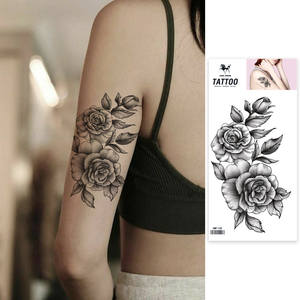 Pegatina de tatuaje temporal impermeable flor estilo tradicional a todo Color arte corporal de larga duración para hombres y mujeres 2025 nuevo - Product Image 2