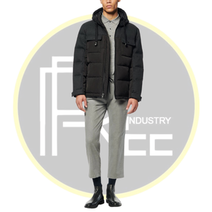 Chaqueta acolchada de invierno de dos tonos con capucha para hombre, abrigo de estilo urbano con aislamiento cálido para clima frío y ropa informal urbana - Product Image 1