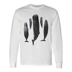 T-shirt a maniche lunghe con balene e creature marine: Balene Spermatiche che dormono nell'oceano, ideale per la promozione - Product Image 1
