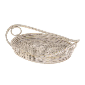 Plateau de service en rotin naturel tissé à la main avec poignées en boucle, plateau de rangement écologique en gros, plateau de service décoratif, Vietnam - Product Image 3