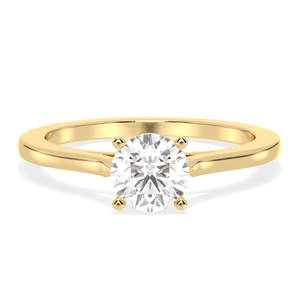 Anillo Solitario de Moissanita Redonda Brillante Personalizable REYES de 1.06 Quilates para Mujer, Oro Amarillo Sólido de 14 Quilates, Joyería con Certificado GRA - Product Image 1