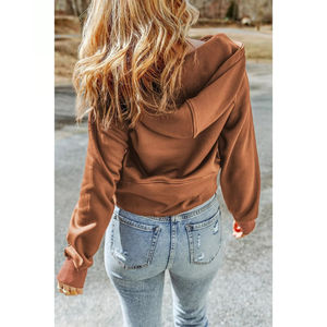 2025 nouveauté personnalisé en gros de haute qualité à la mode femmes recadrée sweat à capuche zippé élégant hiver sweat capuche moderne - Product Image 6