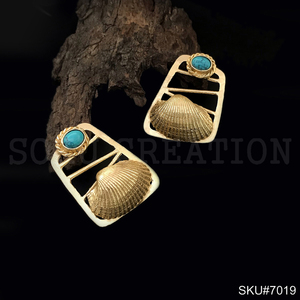 Turquoise Stone Bohemian Retro Stainless Steel Vintage Drop <b>Earrings</b> <b>Long</b> Boho <b>Earrings</b> Jewelry for Women Gifts - Product Image 2