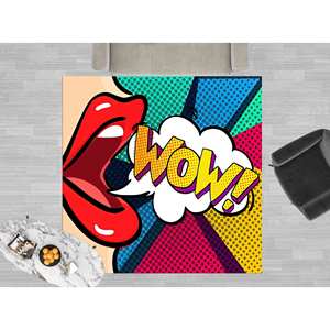 Alfombra Moderna Delgada con Diseño 'WOW' de Graffiti Lips, Alfombra Suave con Pelo Corto - Product Image 2