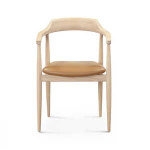 Chaise de salle à manger en rotin moderne avec accoudoirs incurvés en teck massif, chaise de style scandinave nordique pour restaurant, café, hôtel - Product Image 2