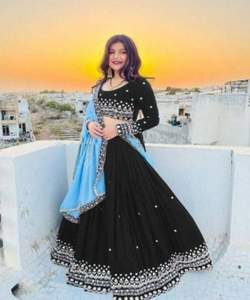 Wholesale Price Heavy Cotton Silk Foil Print Lehenga Choli Beautiful Ethnic Garment Dupatta Indian Pakistani Party Wear - Product Image 6