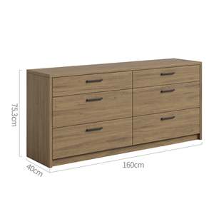 Minimalist <b>6</b>-<b>Drawer</b> Oak Dresser Solid Wood Storage Chest Bedroom Cabinet Freestanding Design - Product Image 6