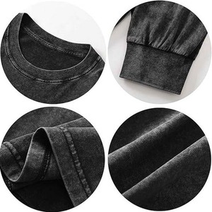 Sweat à capuche vintage épais 100 % coton délavé à l'acide, brodé, coupe classique, basiques pour hommes, hiver - Product Image 6