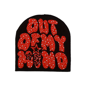 Bonnet en tricot d'hiver personnalisé avec logo intégral, motif diamant rayé, style Y2K, orné de strass, pour femme - Product Image 6