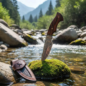 Couteau de chasse à lame fixe, couteau de chasse idéal avec étui, couteau de camping pour l'extérieur |   Couteau de survie plein tang pour l'extérieur - Product Image 4