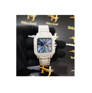 新款上市最新原装moissanite钻石腕表，配有不锈钢奢华设计男士时尚珠宝