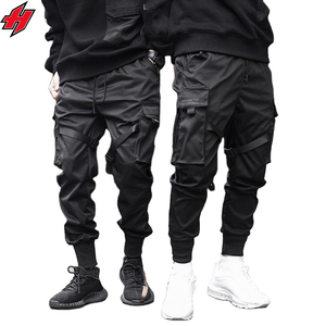 Cyberpunk streetwear กางเกงผู้ชาย, กางเกงฮาราจูกุกางเกงขายาวหลายกระเป๋ากางเกงนินจาทรงฮิปฮอปสีดำ - Product Image 1