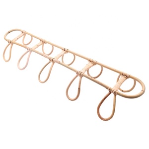 Custom-Sized Wooden Rattan <b>Hooks</b> Durable Wall-Mounted Hanging Clothes Rack for Bedroom Hallway-Home Decor for <b>Displaying</b> Towels - Product Image 3
