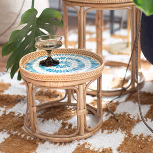 Mesa de mimbre de lujo al mejor precio para el centro del hogar, mesas circulares con incrustaciones de nácar de alta calidad - Product Image 6