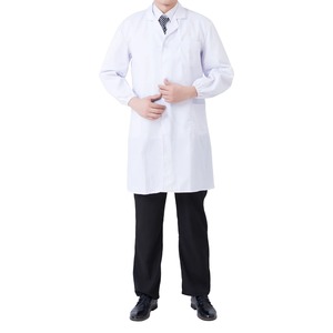 Bata de laboratorio de algodón para estudiantes de medicina, puños elásticos blancos, diseño respetuoso con la piel para uniformes escolares de científicos de Hospital - Product Image 1