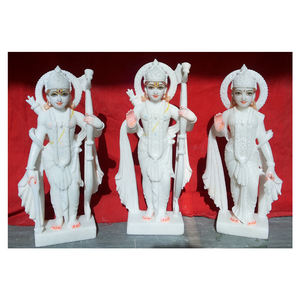 Meilleure qualité 12 pouces assis Statue peinte à la main blanc Makrana Ram Darbar marbre Sculpture modèle de pierre fabriquée à la main - Product Image 1