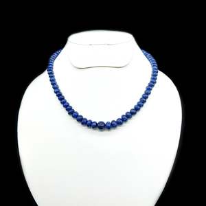 สร้อยคอแซฟไฟร์สีน้ำเงินธรรมชาติทรงกลมไล่ระดับ (6-11 มม.) - Product Image 1