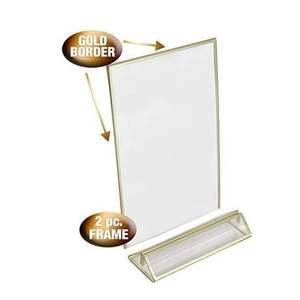 Soporte de letrero 4R de acrílico moderno sofisticado con estantes de exhibición profesionales de borde dorado opulento para fines promocionales - Product Image 5