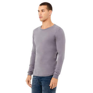 เสื้อยืดคอกลมแขนยาวผ้าคอตตอนคอมบ์สไตล์คลาสสิกความนุ่มแบบถัก100% - Product Image 2