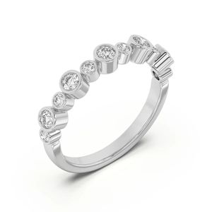 Anillo de Boda RITZIN con Bisel de Corte Redondo y Media Eternidad para Mujer en Oro Rosa de 14K y Plata, Estilo Elegante - Product Image 3
