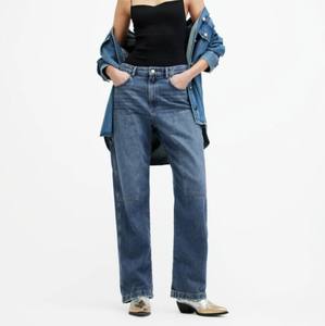 กางเกงยีนส์เดนิม โพลีเอสเตอร์/คอตตอน เป็นมิตรกับสิ่งแวดล้อม ทรงตรงสไตล์วินเทจ ราคาถูก ขายส่ง รับผลิตตามแบบ (OEM) คุณภาพส่งออก - Product Image 2