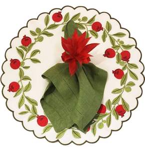 Simple style linen table placemat with <b>clean</b> embroidery work for uncluttered dining tables reusable washable - Product Image 5