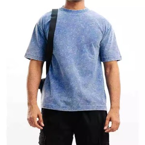 T-shirt en coton noir délavé pour homme, manches courtes, col rond, coupe ample, jersey décontracté, couleur unie, style streetwear, séchage rapide - Product Image 2